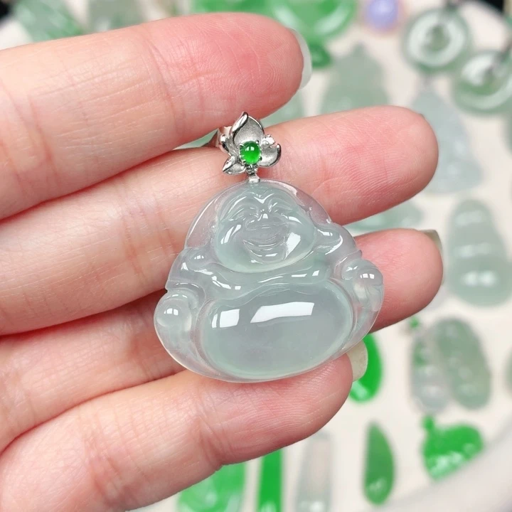 颈饰18K金镶嵌翡翠缅甸天然A货翡翠