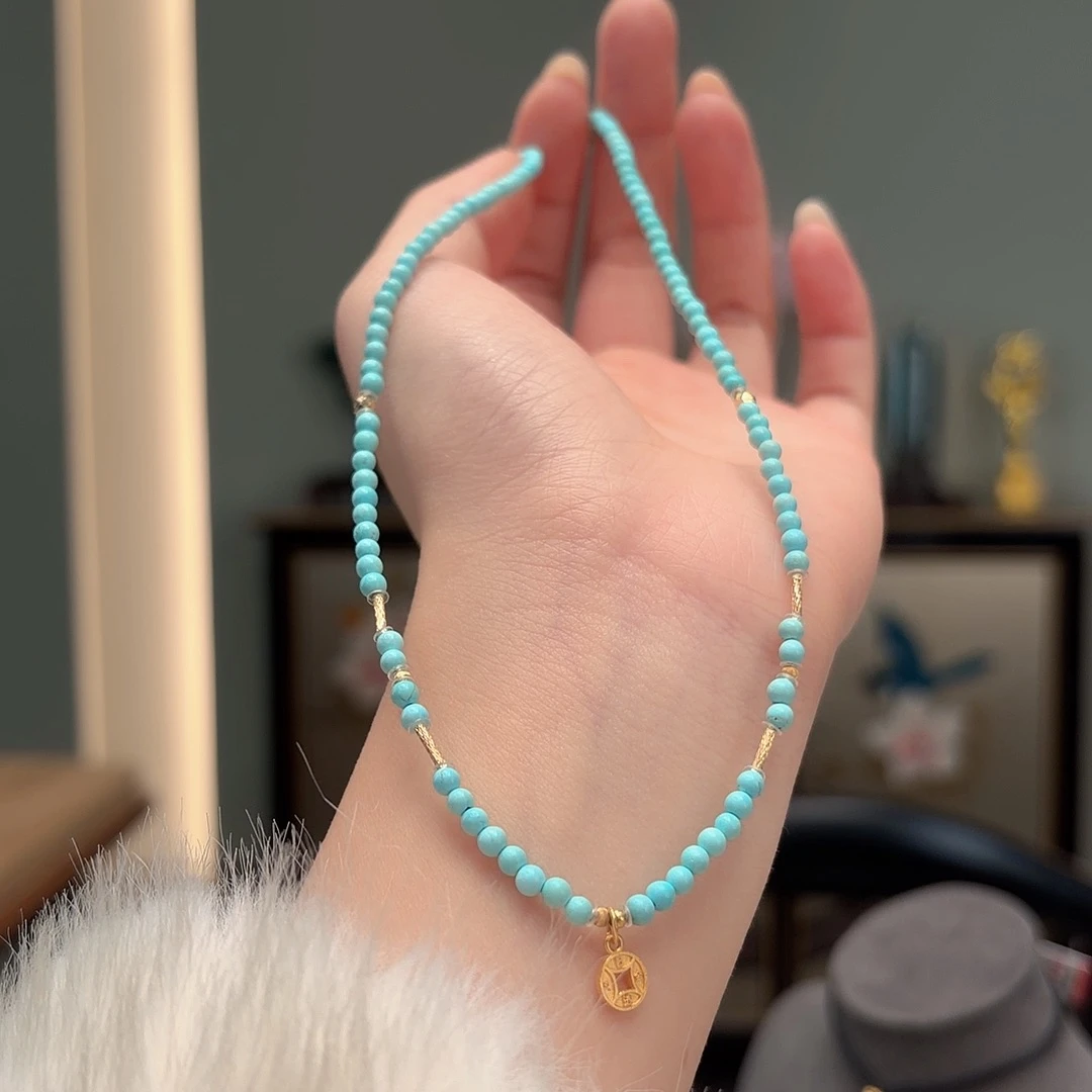 绿松石18K金镶嵌颈饰