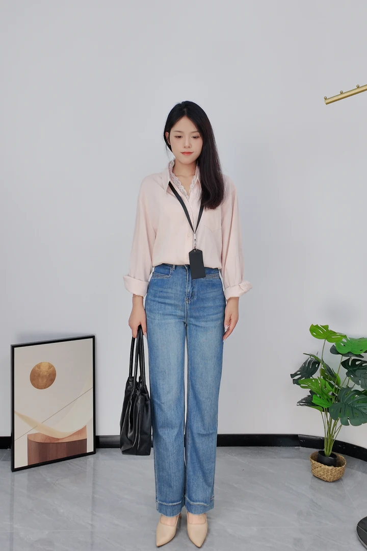 长直筒牛仔裤女2025年夏季新款宽松显瘦中窄版阔腿浅蓝百搭长裤子