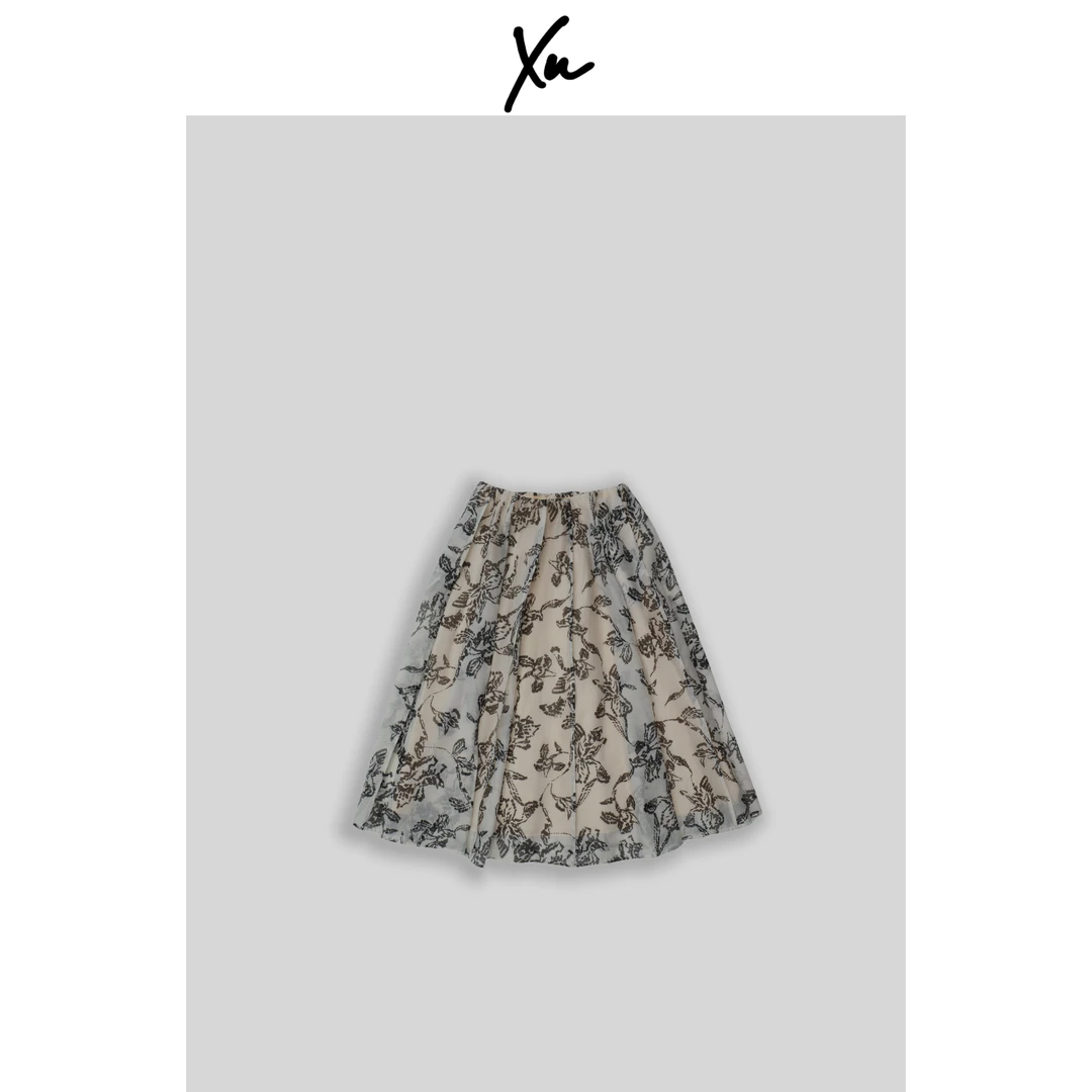 XU STUDIO 夏日浪漫 印花蓬松伞裙半身裙