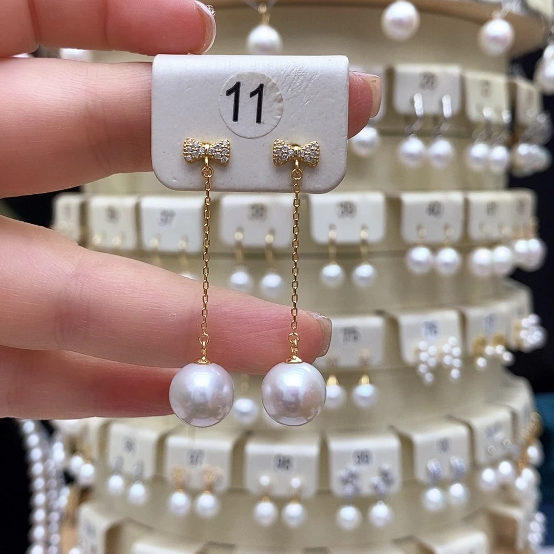 银S925镶嵌淡水珍珠耳饰