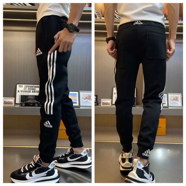 运动裤弹力修身小脚长裤男秋季刺绣百搭休闲裤韩版潮流束脚裤055