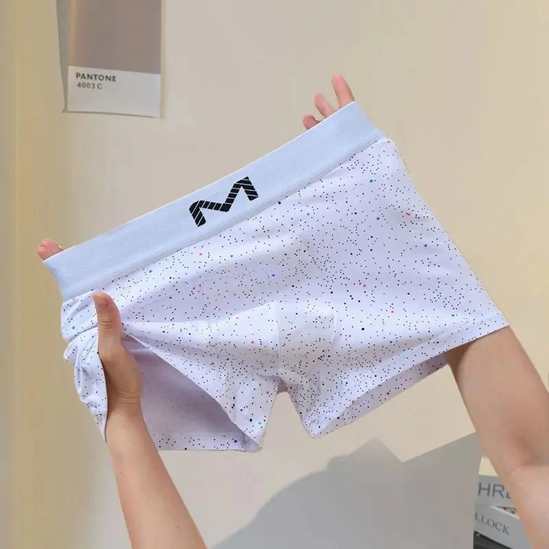 四角薄款星空短裤男款新款波点男士内裤无痕中腰平角大码运动青年