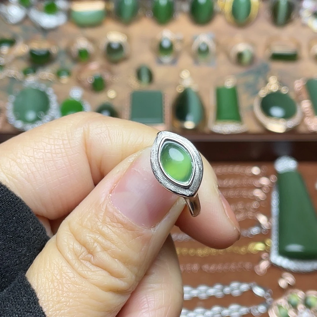 和田玉（碧玉）银S925镶嵌吊坠(赠链)