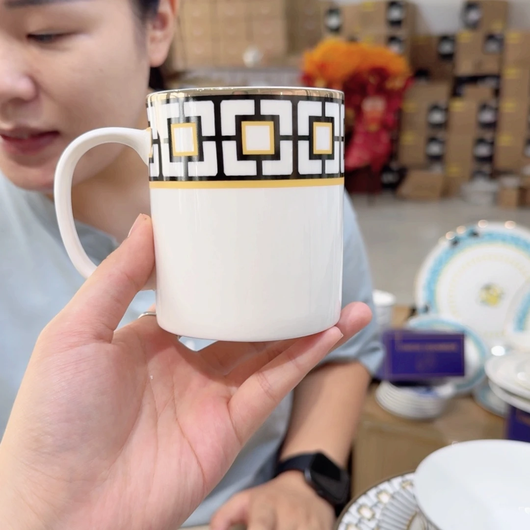 骨瓷高骨马克杯370ml2个外贸骨瓷