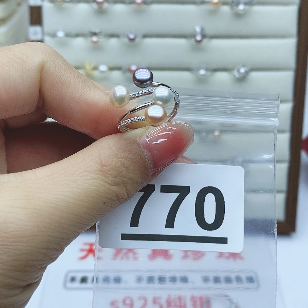 淡水珍珠戒指银S925镶嵌770