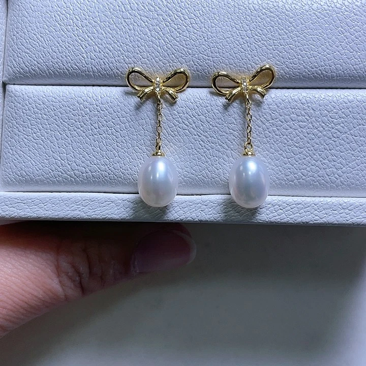 淡水珍珠耳饰银S925镶嵌