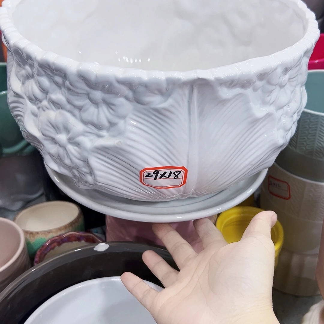 有孔外贸尾单陶瓷花盆凑单10米包邮