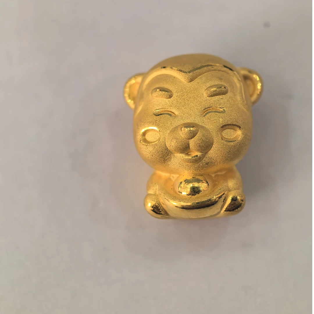 周大生黄金足金硬金猴宝宝手串时尚百搭金色金手串真金素款手工