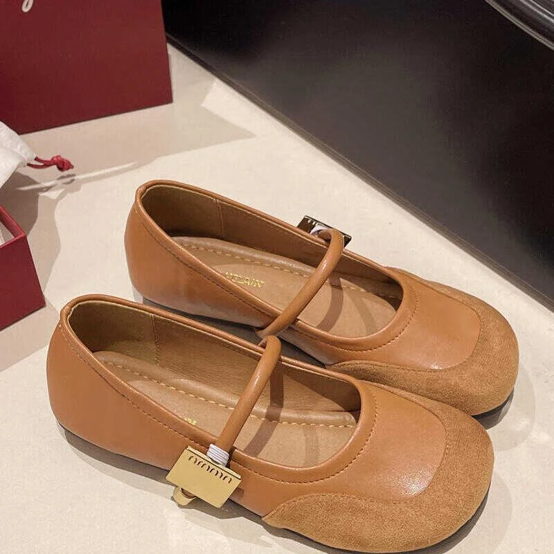 牛皮版~单鞋女2025新款法式复古玛丽珍鞋温柔晚风奶奶芭蕾豆豆鞋