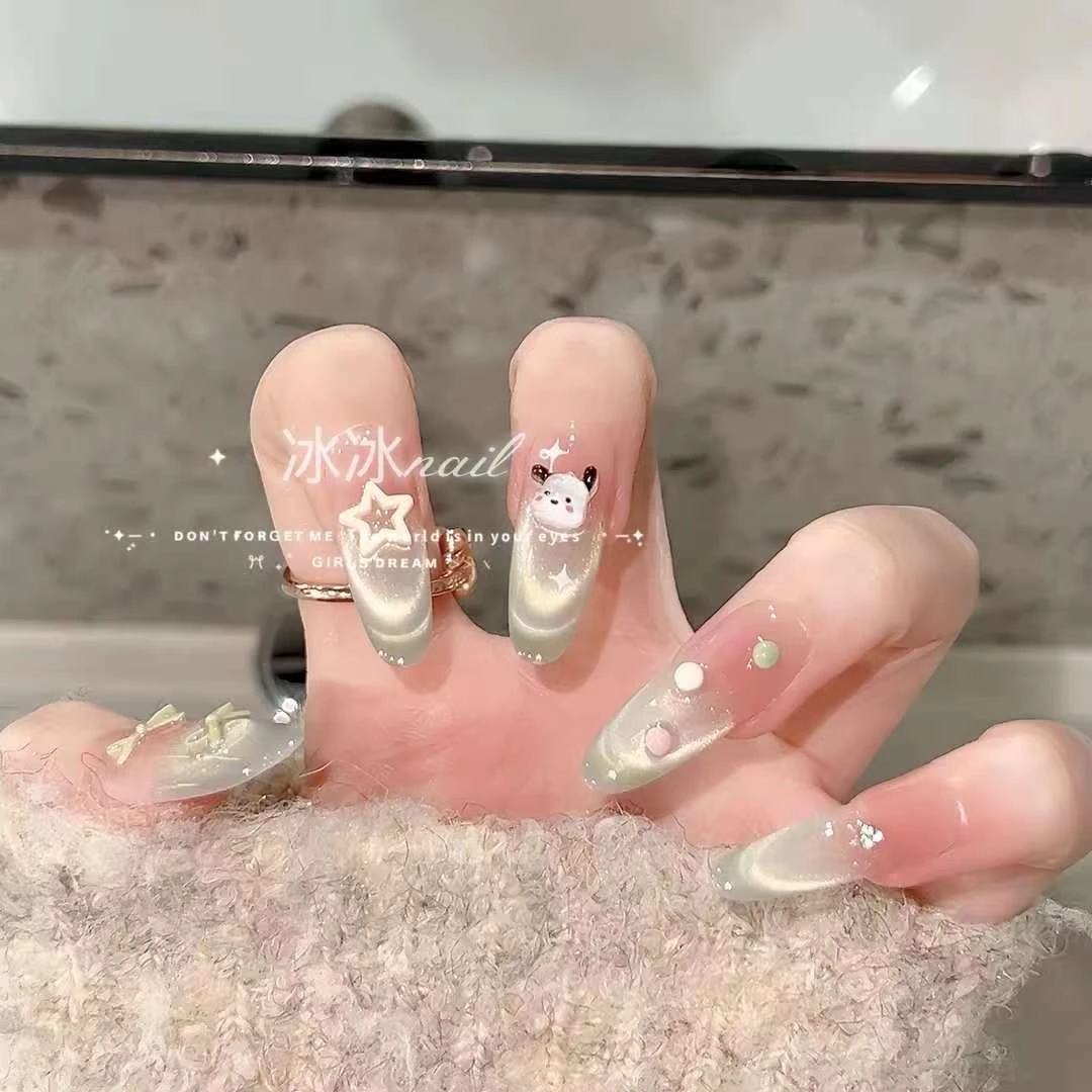 【帕恰狗之梦】法式猫眼甜美系帕恰狗高级显白四季可拆卸穿戴甲片