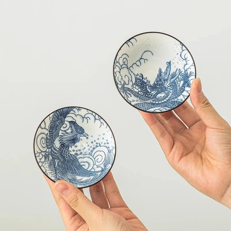 斗笠龙凤对杯陶瓷主人杯个人专用陶瓷功夫茶具主人杯茶专用品茗盏