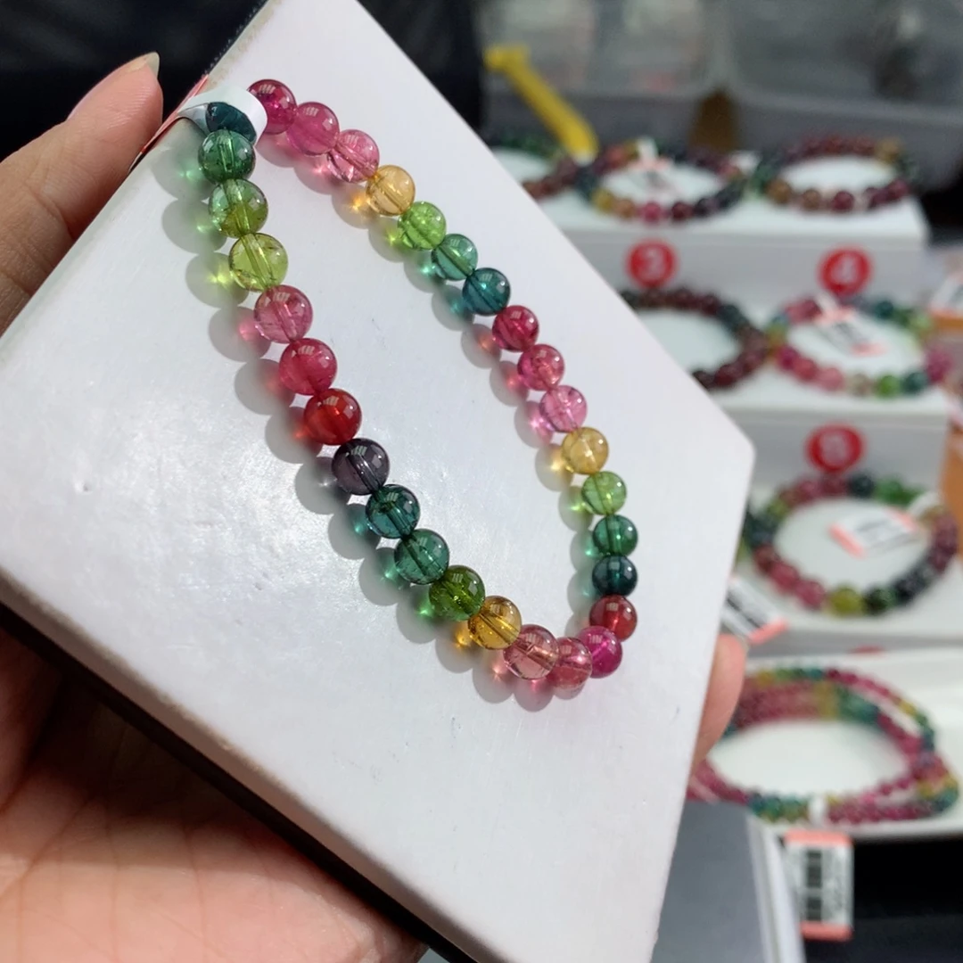 未镶嵌手链碧玺    6mm。