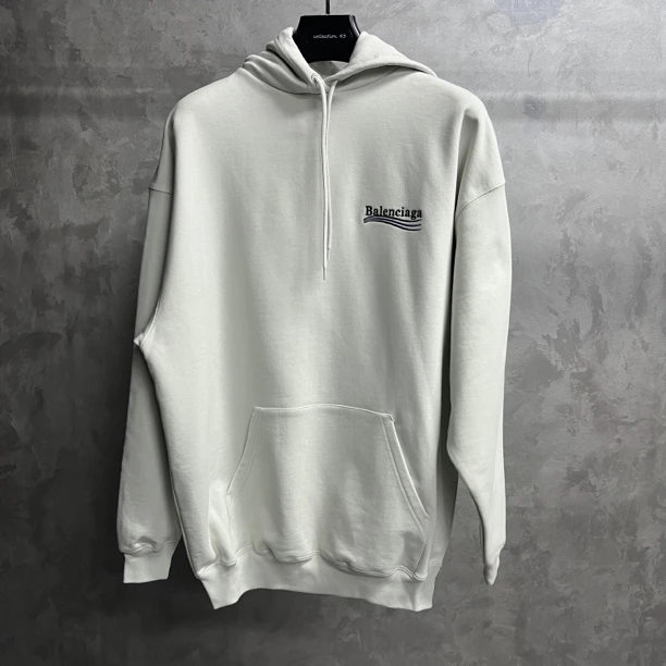 未使用 Balenciaga/巴黎世家 白色logo字母刺绣连帽卫衣/S码