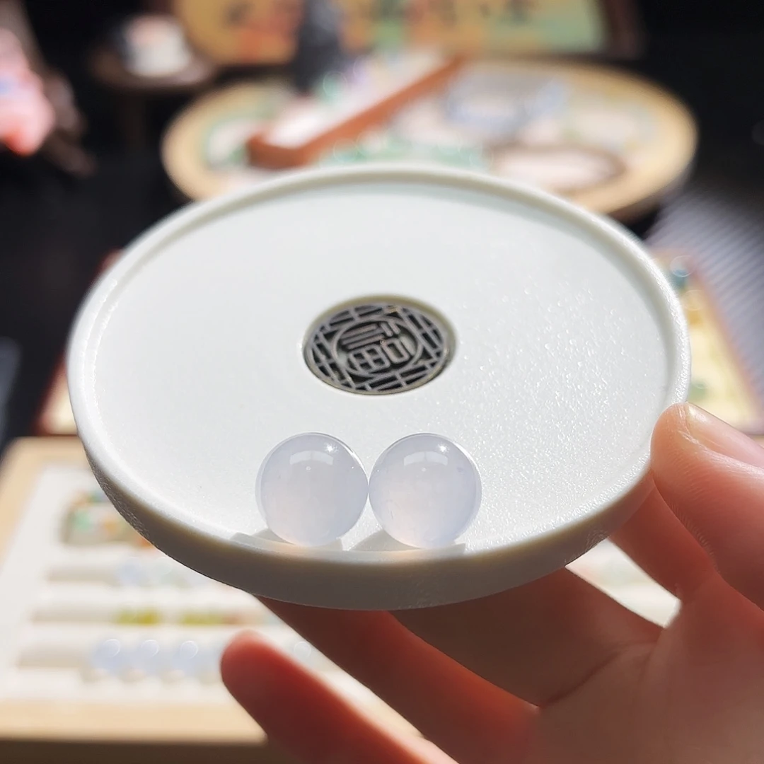 翡翠散珠a货缅甸天然翡翠卡12.3一对粉底