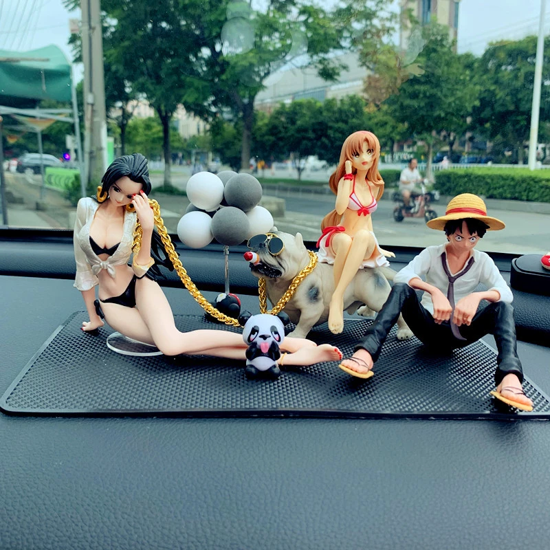 车载摆件路飞海贼王美少女女帝摆件恶霸犬个性卡通车上中控台手办