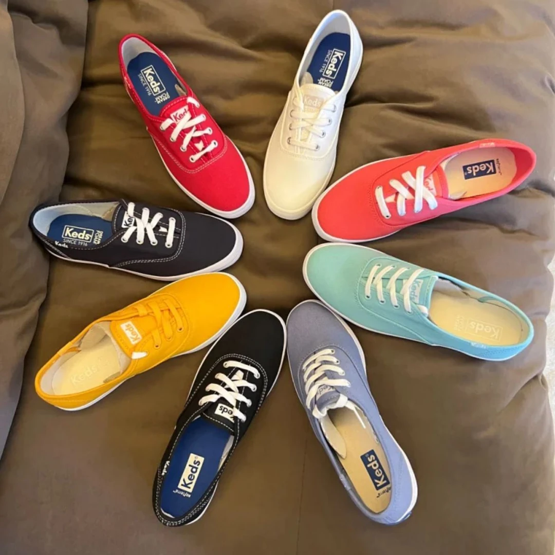 【断码大牌服饰】Keds小白鞋女款帆布鞋系带休闲百搭平底鞋
