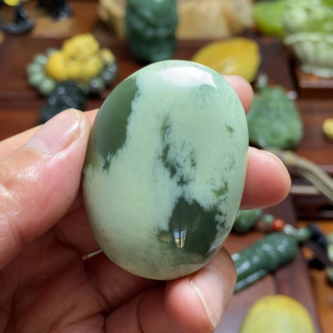 岫岩河磨玉（透闪石质玉）手把件未镶嵌