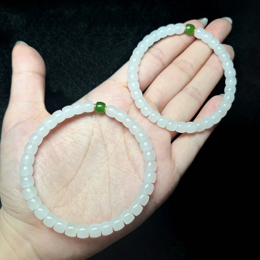 13 V60228-和田玉DIY单圈手串-多样性发一件-5.5×3mm（东哥）