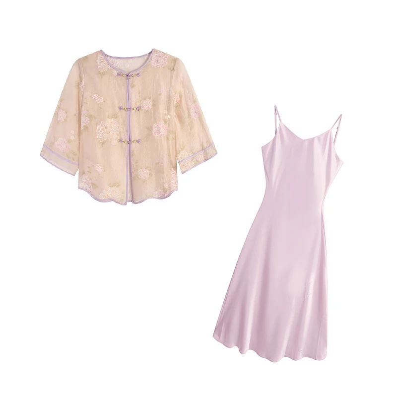 五季家/【一支江南】夏季新中式重工提花盘扣国风两件套装ZL107292