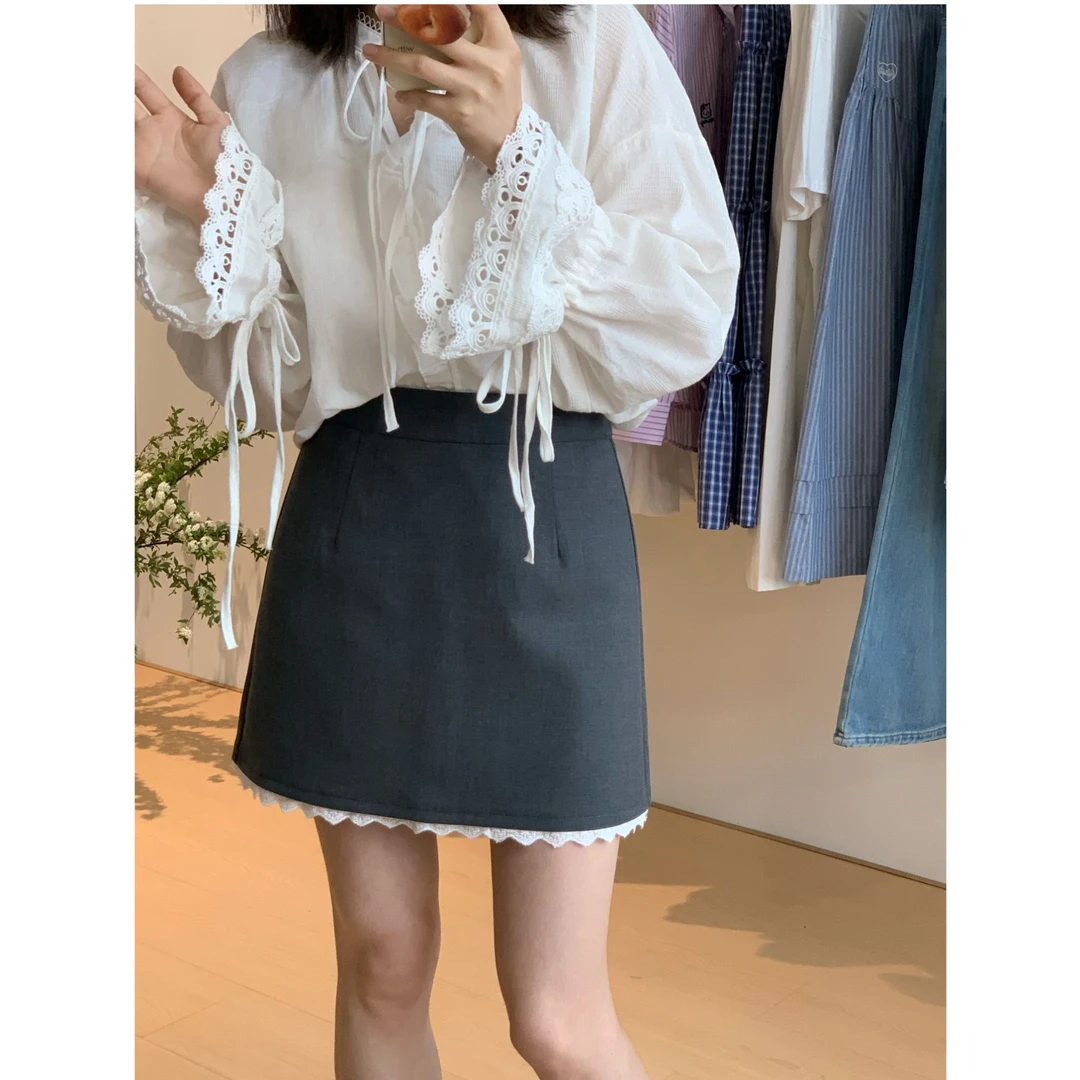 蕾丝花边白色衬衫女2025春季设计感小众衬衫