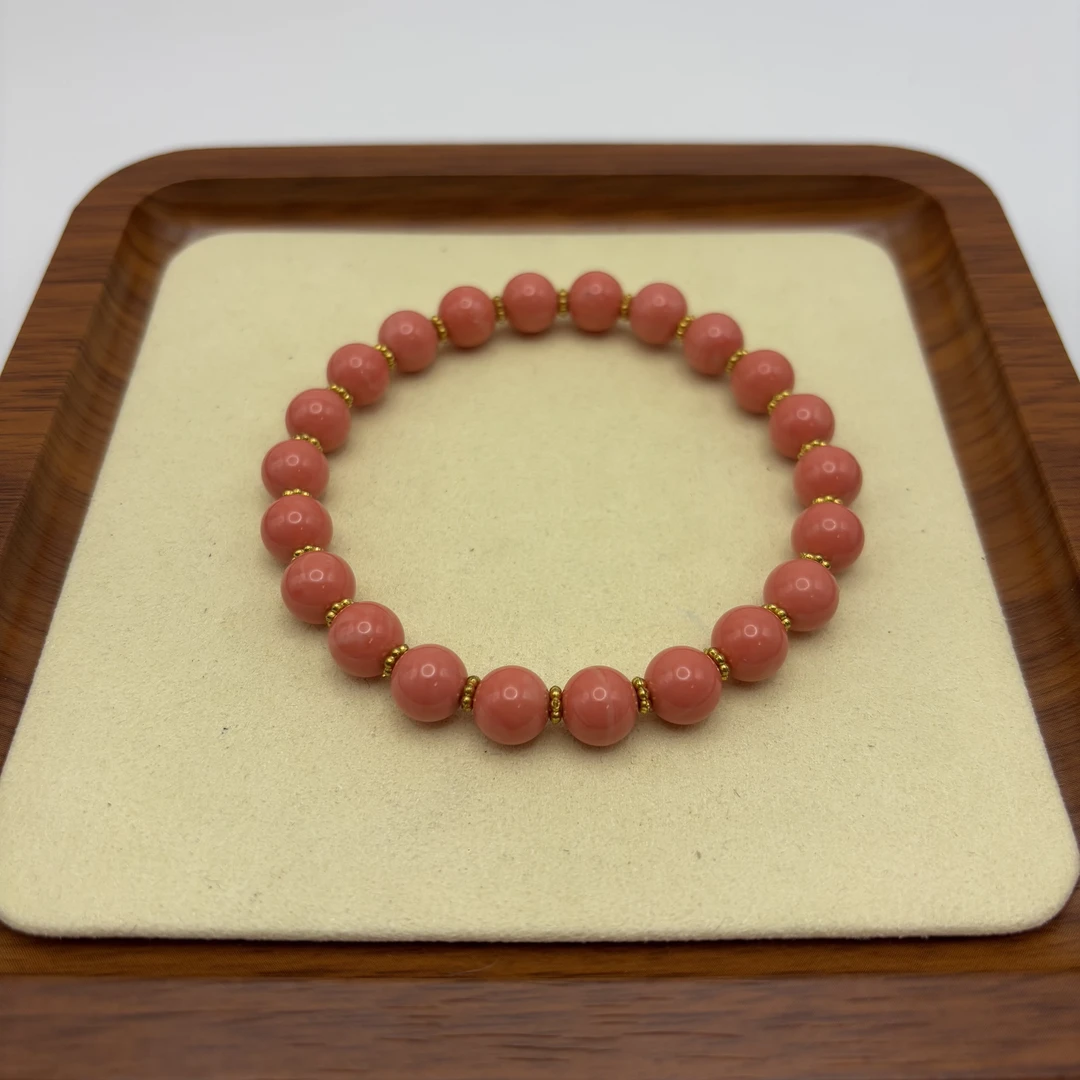 非金属珐琅手链 粉色圆珠手串 F133