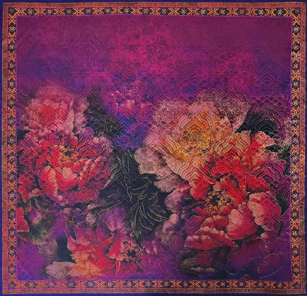 丨紫气如东来（魏紫） 丨香韵纱 花萝 提花 镂空135*135长巾