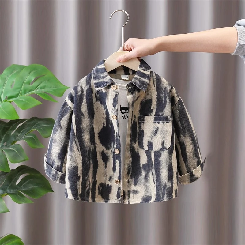 男童衬衫外套春秋装2025新款儿童装男孩早春上衣宝宝春季衬衣夹克
