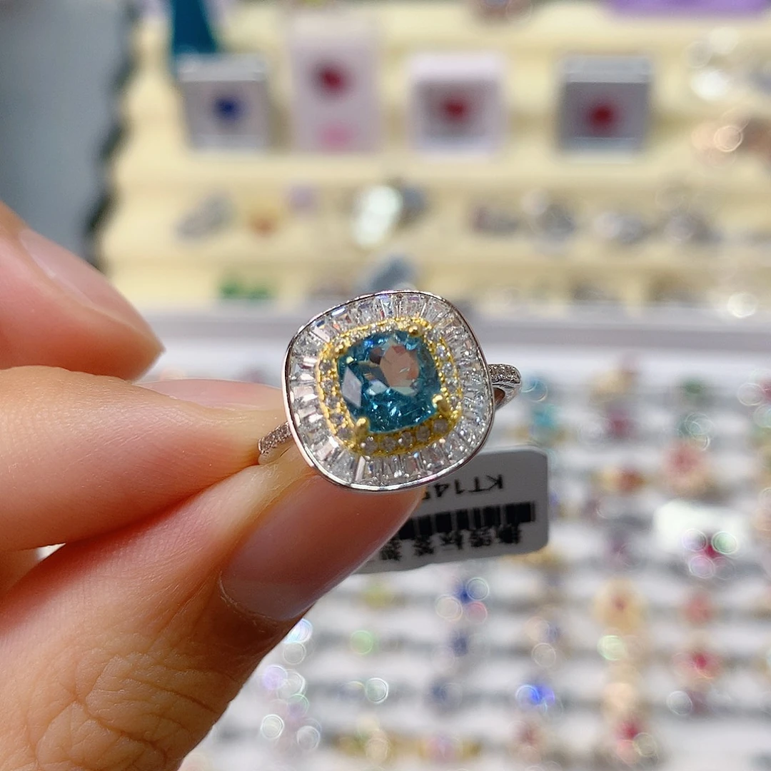 磷灰石戒指银S925镶嵌