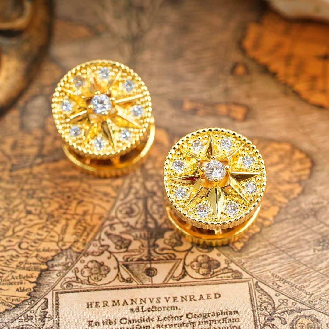 铜合金耳饰 耳钉 八芒星满钻双面百搭时尚气质 560