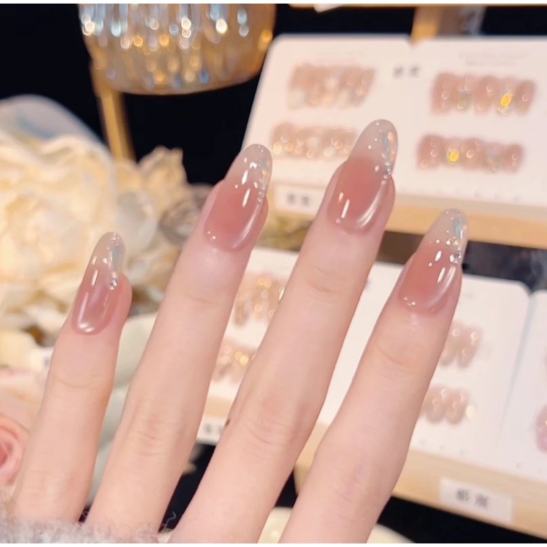 【奶茶】纯手工穿戴甲气质款光疗美甲可拆卸贴片10片装