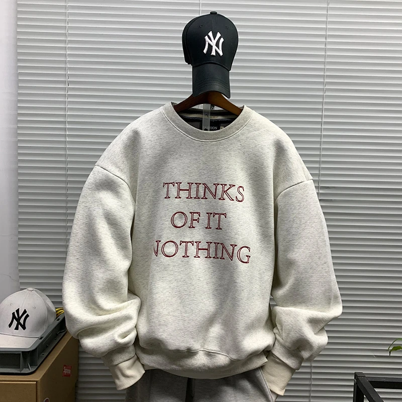 圆领卫衣男款春秋新款潮牌休闲宽松百搭运动简约印花重磅套头上衣