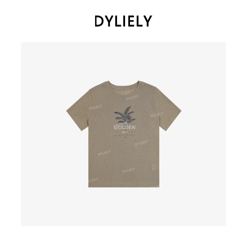 DYLIELY 【雨露椰树】老钱风印花短袖T恤T7980