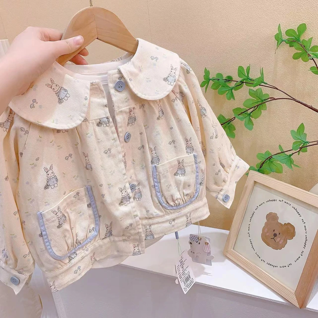 女童蓝色兔子翻领外套（AH-2092-春秋）