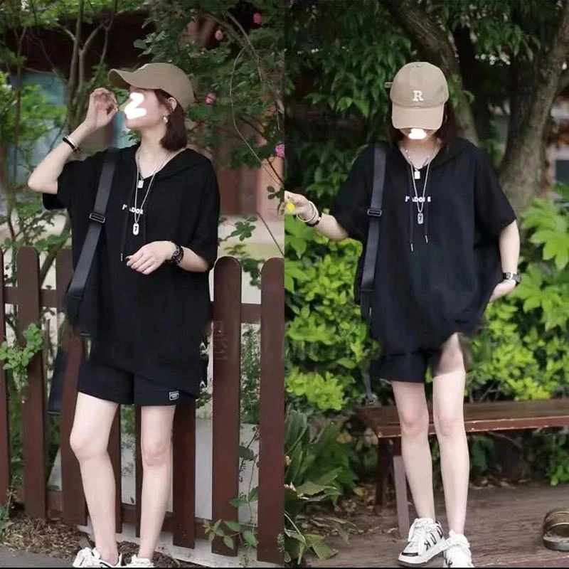 香朵儿时尚百搭休闲风两件套女2025年夏季新款小众短袖气质短裤女
