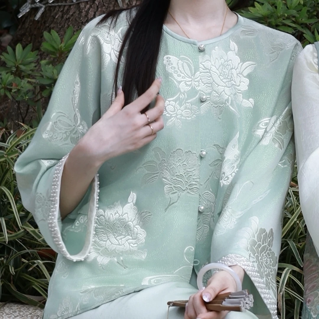 雪儿推荐《幻彩蝴蝶》设计师款夏季时尚气质新中式外套4505