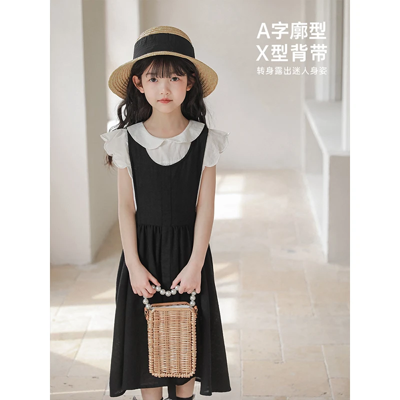 幼悠 CD0215 女童交叉背带连衣裙中大童优雅公主气质轻盈裙子
