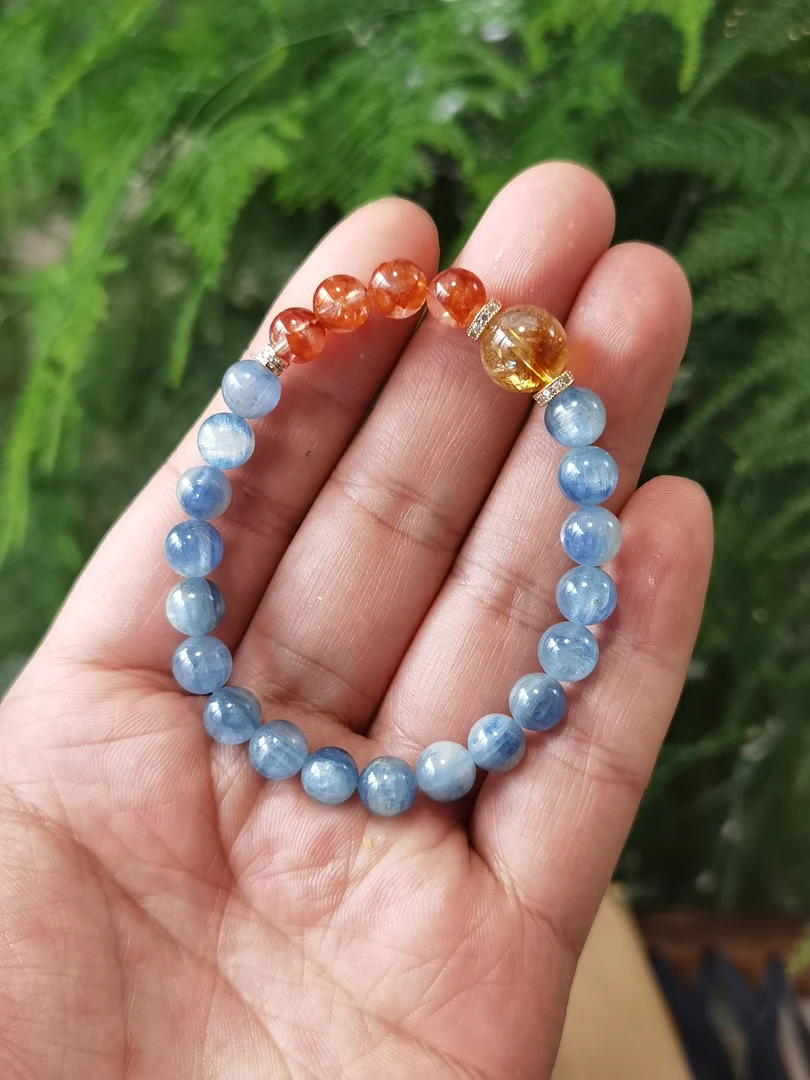 【委员优选】天然蓝晶石原创单圈手链 7.9mm 多样性发一L08
