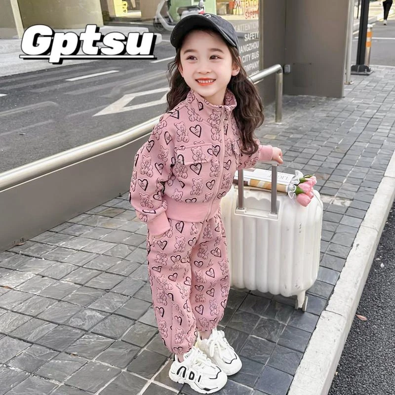 GPTSu女宝宝套装秋装洋派时髦儿童休闲两件式5六7岁女童春秋衣服