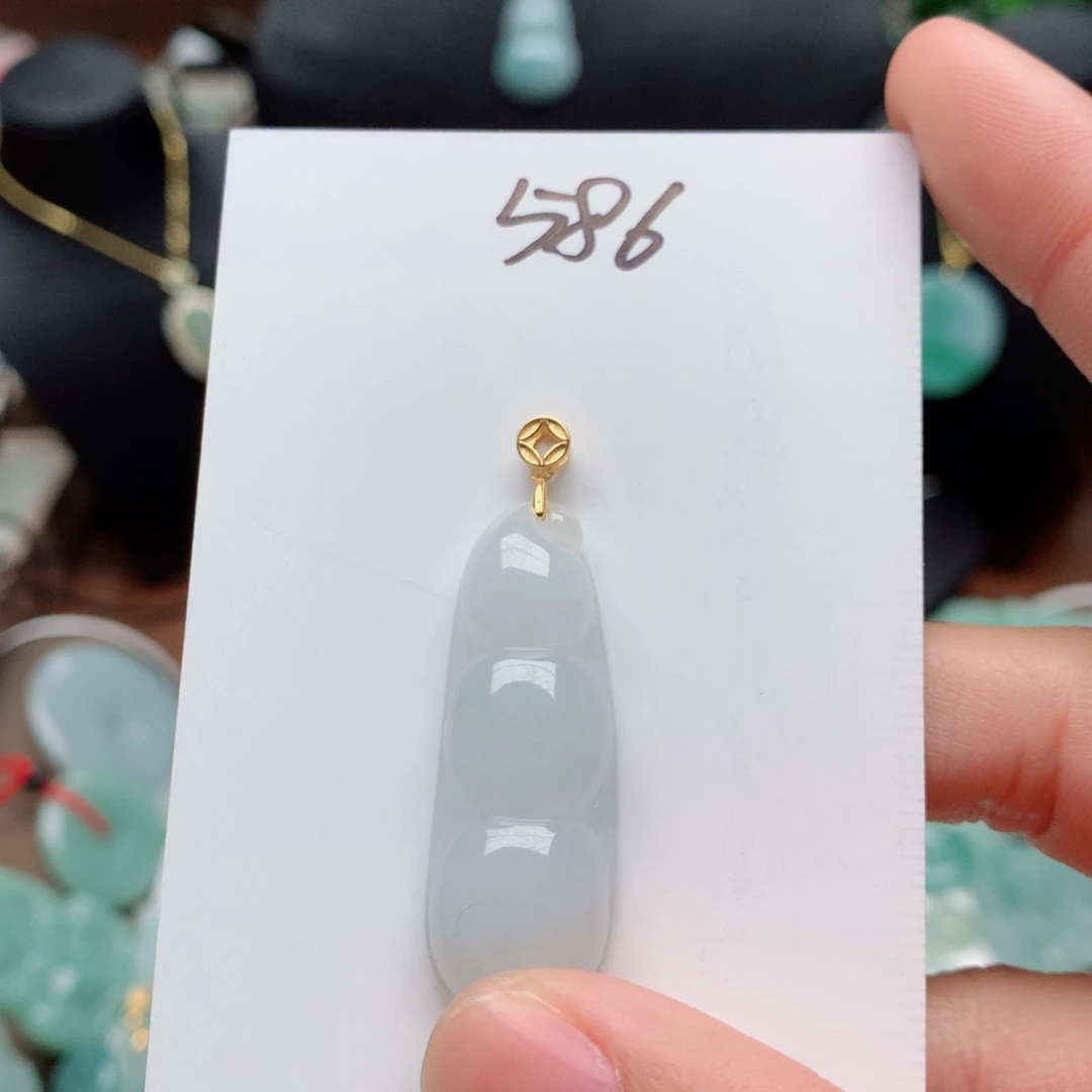 翡翠颈饰银S925镀金镶嵌吊坠