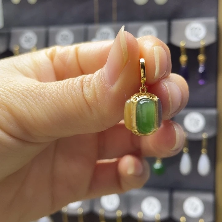 和田玉银S925镶嵌耳饰