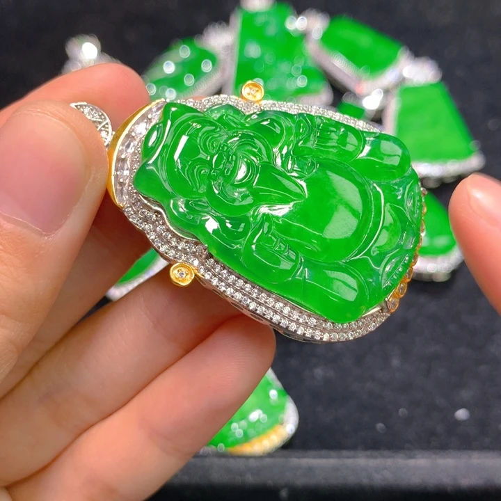 翡翠颈饰银S925镶嵌一个