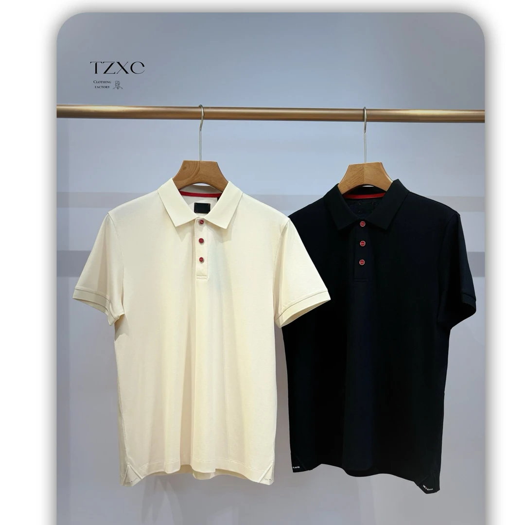 【87085-X】高奢男装 2025年春夏新款桑蚕丝老钱风格休闲翻领POLO衫