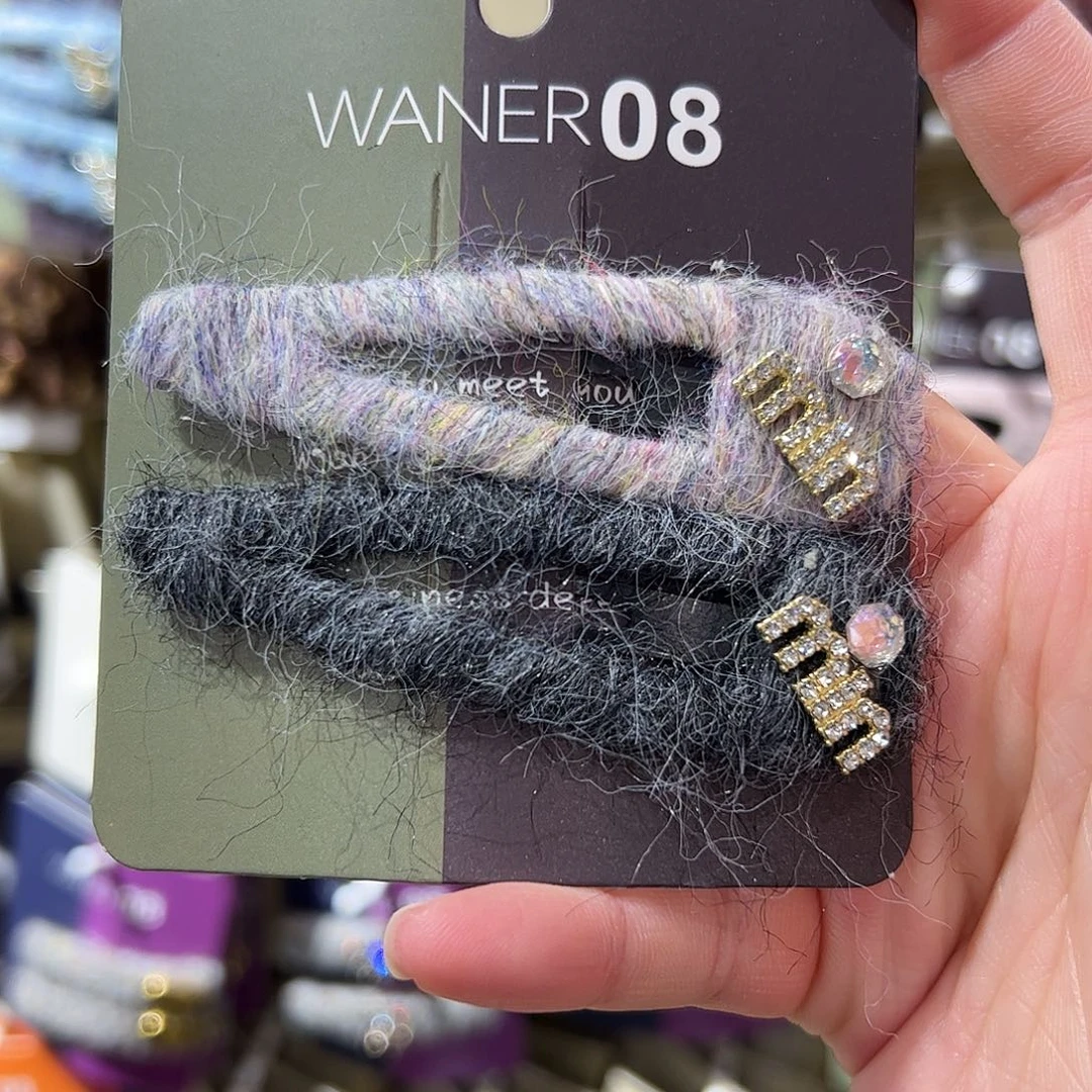 布艺非金属拼色拜拜夹