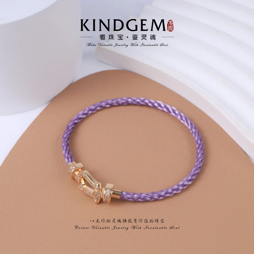 铜合金锆石手链 KindGem 个性设计款马蹄扣时尚手链（17cm）C-40107