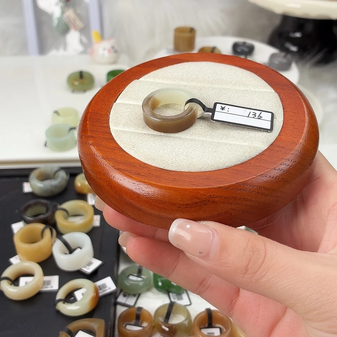 和田玉未镶嵌戒指Q12糖白直切内径16.3