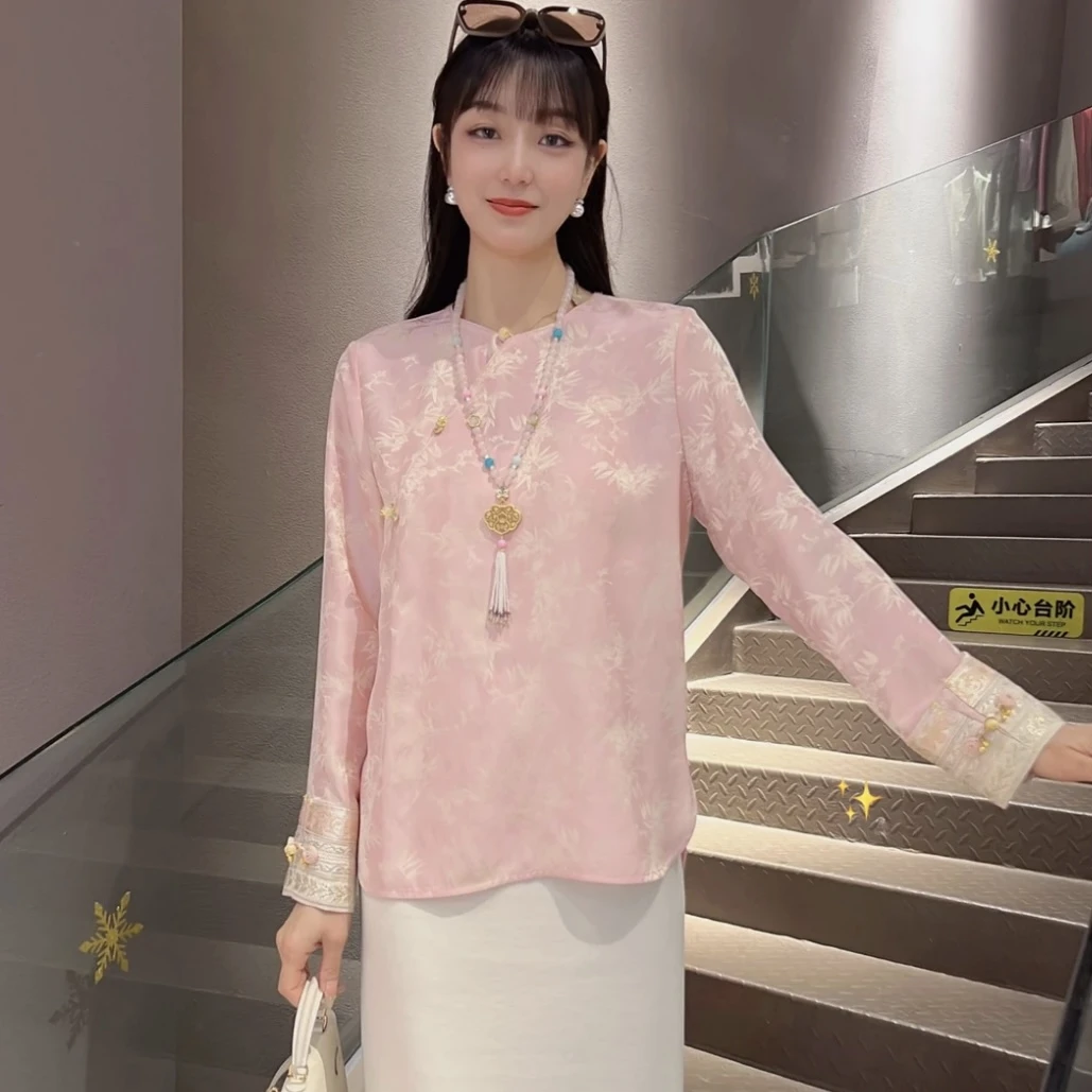 时尚显瘦日常气质新中式中国风长袖衬衫3595