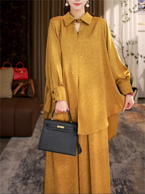 高奢套装【早春】春季新款减龄遮肉显瘦加宽加大女装两件套-5345#