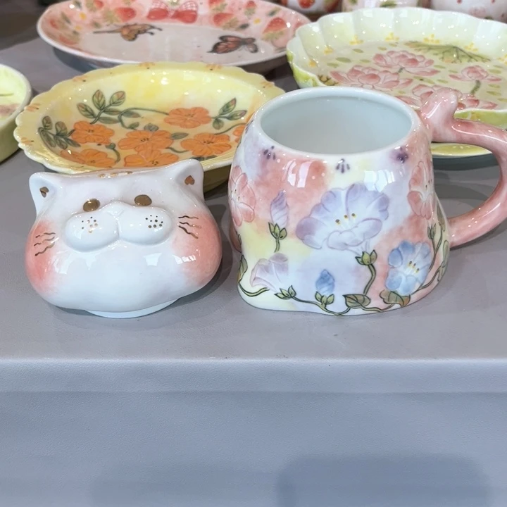 瓷片猫头杯子一个好看