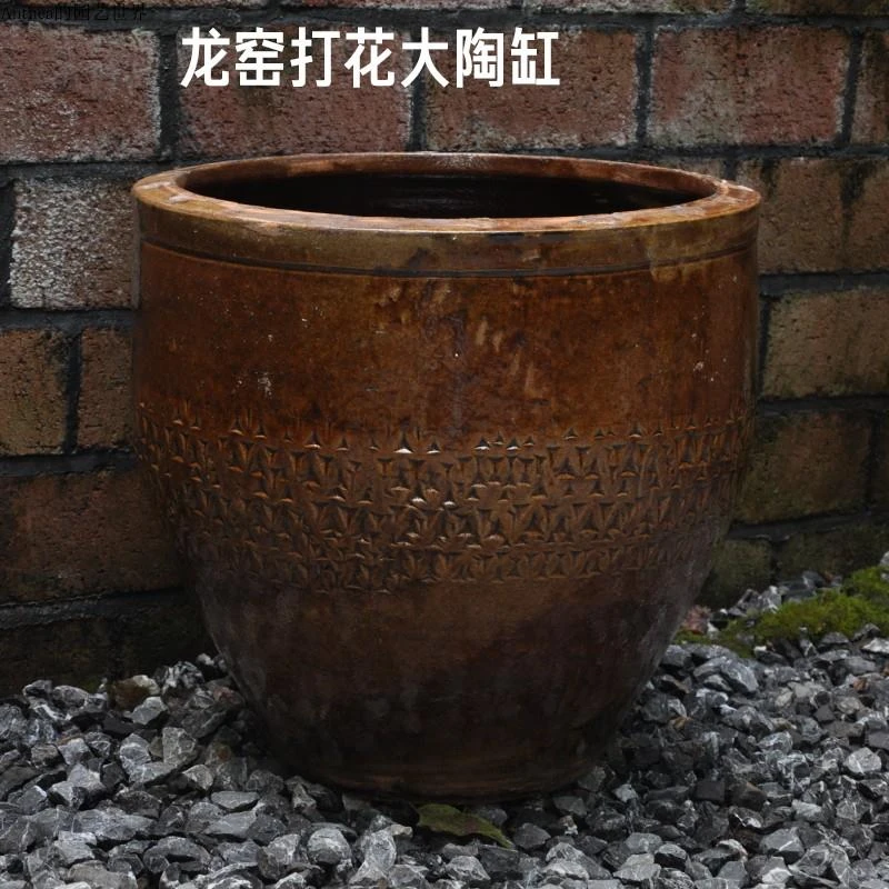 水缸古法养鱼阳台老缸中式民间庭院复古旧老缸荷花盆缸专用缸陶瓷